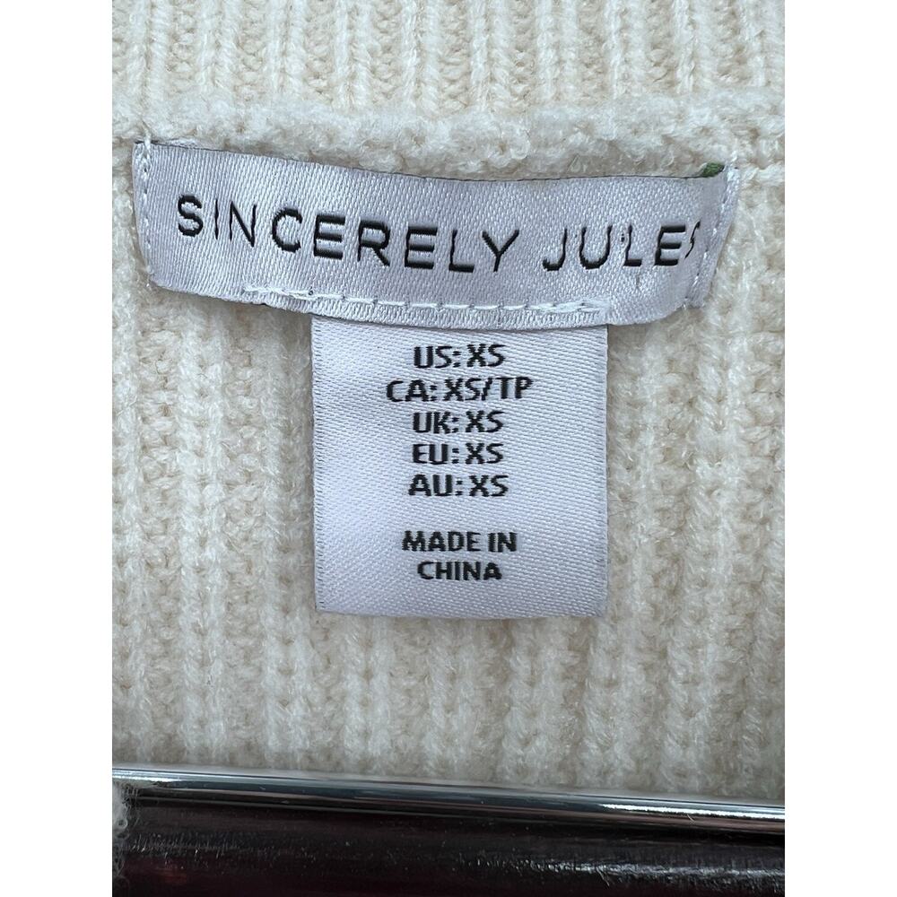 Sincerely Jules Soft Cream Crochet Sweater Tie Front Embroidered Vest Women’s XS - Picture 5 of 12